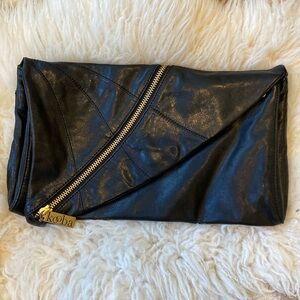 Kooba Mandy Leather Moto Style Zippered Clutch